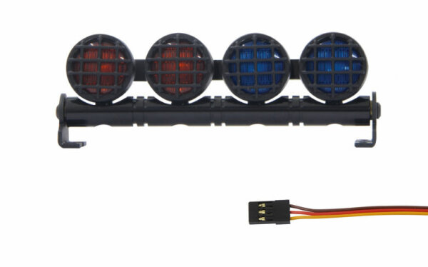 Car LED Signallicht 4-fach Alu Rund Rot/Blau Lichterleiste Traxxas Tamiya Jamara