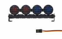 Car LED Signallicht 4-fach Alu Rund Rot/Blau...