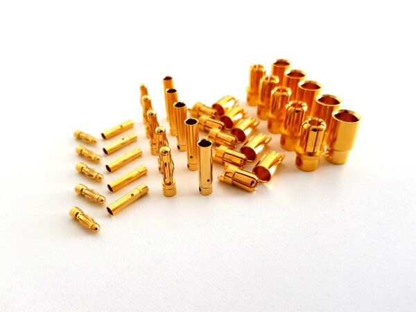 Goldkontakt Stecker 2-8mm Stecker &amp; Buchse AMASS YUKI Gold 3,5 mm 10 Paar