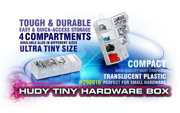 Hudy Sortimentsbox 88x30mm Hardware Box Kleinteile Box 4 Fächer 298016