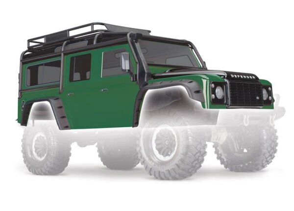 Traxxas Land Rover Defender Karo Gr&uuml;n durchsichtige Fenster TRX8011G