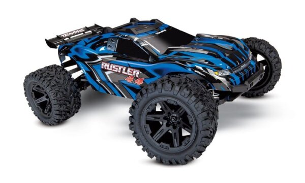 TRAXXAS Rustler 4x4 blau RTR +12V-Lader+Akku 1/10 4WD...