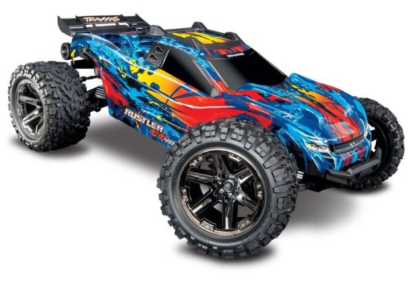 TRAXXAS Rustler 4x4 VXL rot-gelb RTR ohne Akku/Lader 1/10 4WD Stadium Truck TRX67076-4RED