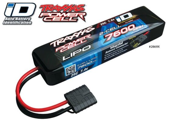 Traxxas LIPO Akku 7600mAh 7,4V 2S 25C TRX2869X  LiPo iD-Stecker