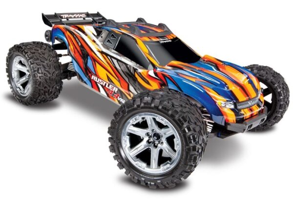 TRAXXAS Rustler 4x4 VXL rot-gelb RTR ohne Akku/Lader 1/10 4WD Stadium Truck TRX67076-4ORNG