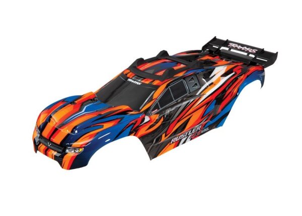 Traxxas Rustler 4x4 Karosserie incl. K&auml;fig &amp; Spoiler Orange TRX6717T