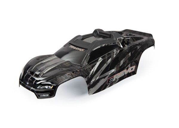 Traxxas E-Revo Karosserie schwarz mit Aufkleber TRX8611R Karo