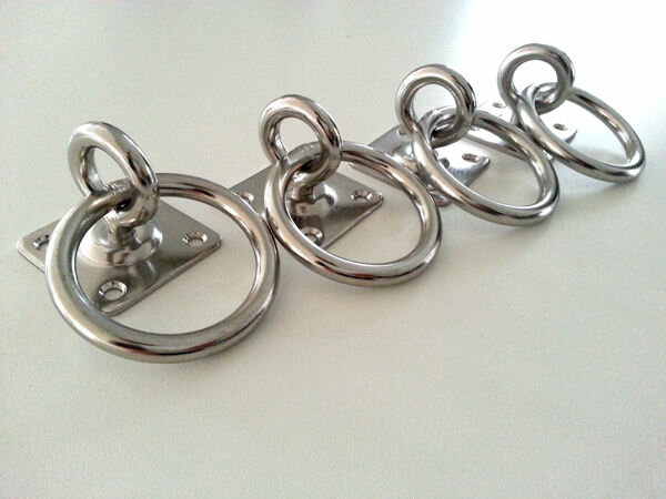 4x Edelstahl Deckenhaken Wandhaken Augplatte - D8 x 50 x 50mm Bondage BDSM SM 