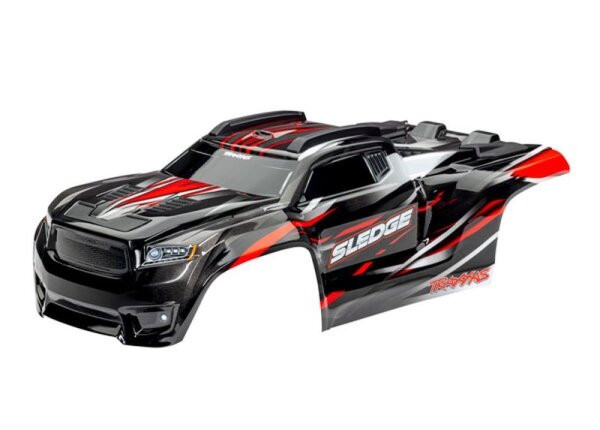 Traxxas Sledge Karosserie alle Farben incl. Dekor & Clipless Rot