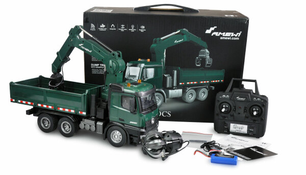 AMEWI Mercedes-Benz Actros Kipper LKW 1:14 RC Kran Sound etc.22568