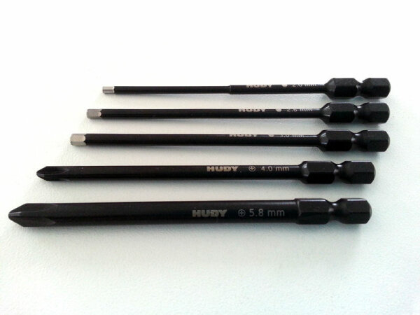 Hudy Set Power Tools für Akkuschrauber Innensechskant 2 / 2,5 / 3 Kreuzschlitz 4 / 5,8
