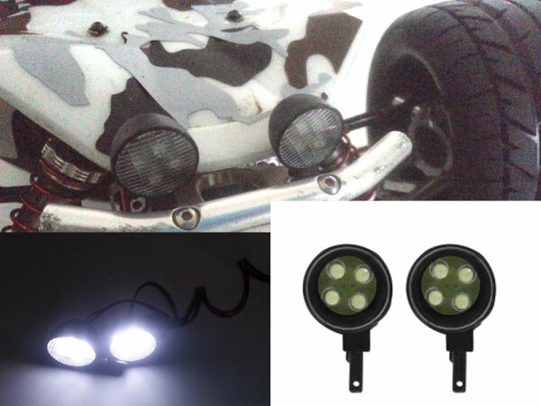 LED Scheinwerfer mit je 4 LED´s sehr hell Licht Belechtung 8 LEDS Streuglas