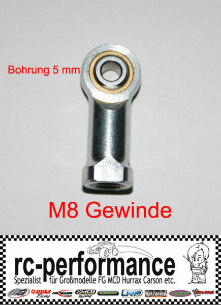 Stahlkugelgelenk M8 5mm Bohrung FG Marder links Gewinde...