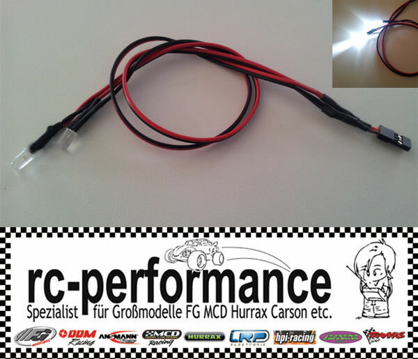 LED Beleuchtung 2 weiße LED´s einbaufertig 5-10 Volt JR Stecker Extrem Hell FG