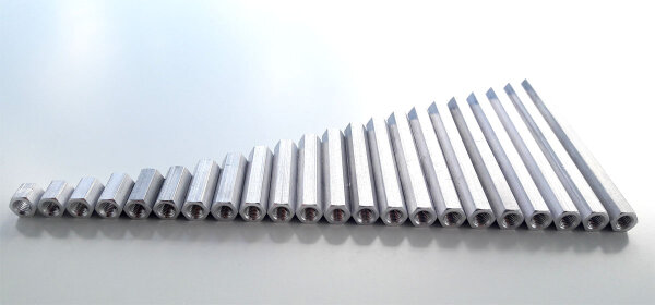Abstandshalter Aluminium M3 - M8 versch. Längen Distanzbolzen Alu Leicht Abstandsbolzen M6 60 mm 5 Stück